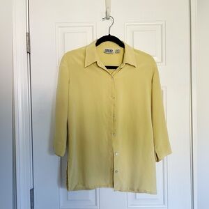 Chico’s Button Down Yellow Silk Long Sleeve Shirt